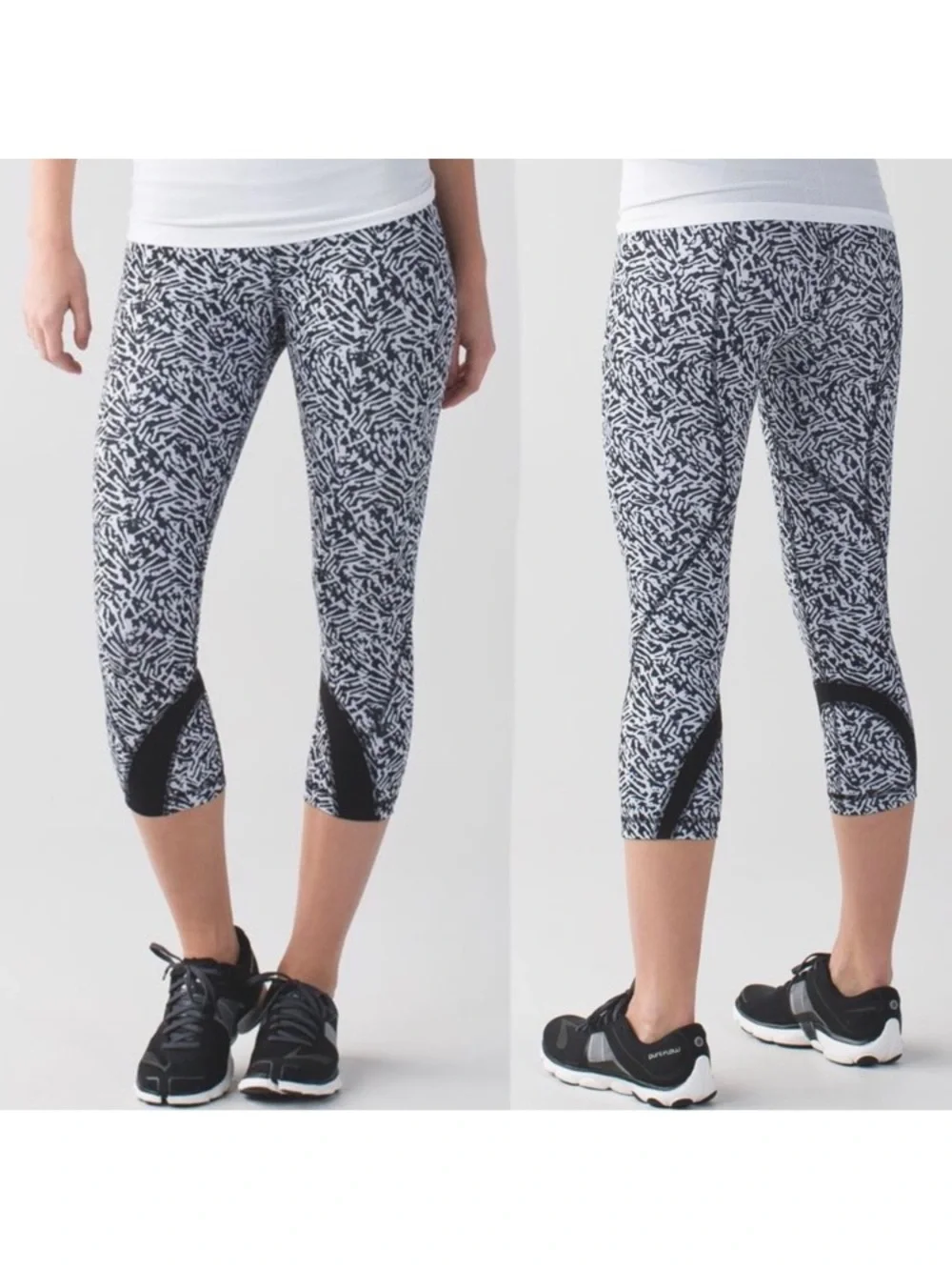 Lululemon Legging Run Inspire Crop II Luxtreme 6 Mini Brushed Animal Black White